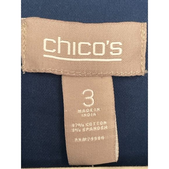 Chico's 3 Navy Open Ruffle Hem Blazer Jacket US XL/16 NEW Timeless Career D92 - Picture 7 of 14